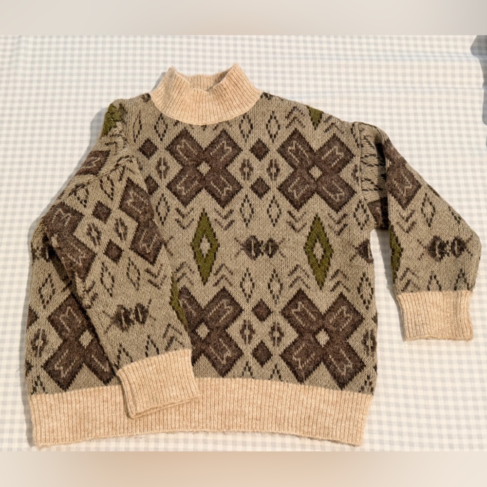 Brand New Boy’s Patterned Sweater - Beige and Brown size 7